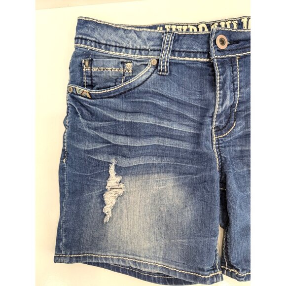 Hydraulic Sammie Boyfriend Women Jean Shorts Distressed Embroidered Size 7/8 - Picture 2 of 9